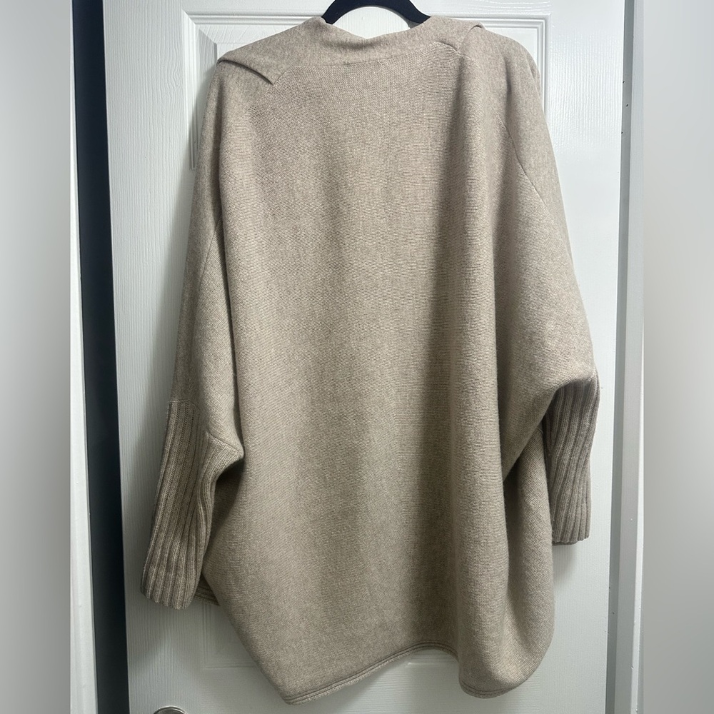 Open-Front Shawl Collar Cardigan - Fogal Merino Wool and Cashmere - beige - Picture 3 of 3
